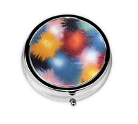 GGNKDL Blasting Color Prints Round Mini Pill Box with 3 compartments for Pill Storage and Portable Travel