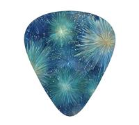 GGNKDL Blooming Blue Fireworks Prints Guitar plectrum 12 pieces with three thickness plectrum combinations suitable for bass and ukulele