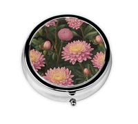 GGNKDL Blooming Peony Flowers Prints Round Mini Pill Box with 3 compartments for Pill Storage and Portable Travel