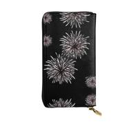 GGNKDL Blooming romantic fireworks printing Women's leather long handheld wallet large capacity credit card zipper bag