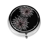 GGNKDL Blooming Romantic Fireworks Prints Round Mini Pill Box with 3 compartments for Pill Storage and Portable Travel