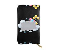 GGNKDL Bubble hiding in the clouds printing Women's leather long handheld wallet large capacity credit card zipper bag