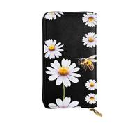 GGNKDL Busy bees collecting honey printing Women's leather long handheld wallet large capacity credit card zipper bag