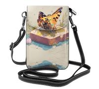 GGNKDL Butterfly on bread printing Crossbody bag, mobile phone bag, women's small wallet, a practical gift suitable for going out, exercising, and shopping