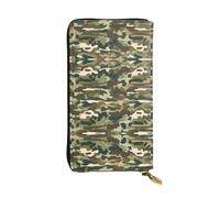 GGNKDL Camo Woodland Camoflage printing Women's leather long handheld wallet large capacity credit card zipper bag