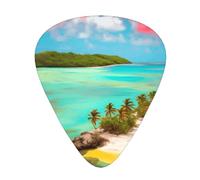 GGNKDL Caribbean Scenery Prints Guitar plectrum 12 pieces with three thickness plectrum combinations suitable for bass and ukulele
