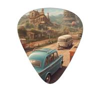 GGNKDL Cars in the castle Prints Guitar plectrum 12 pieces with three thickness plectrum combinations suitable for bass and ukulele