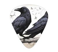 GGNKDL Cartoon black Ravens Prints Guitar plectrum 12 pieces with three thickness plectrum combinations suitable for bass and ukulele