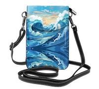 GGNKDL Cartoon Blue Waves printing Crossbody bag, mobile phone bag, women's small wallet, a practical gift suitable for going out, exercising, and shopping