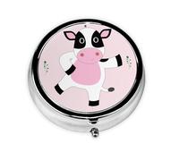 GGNKDL Cartoon Calf Prints Round Mini Pill Box with 3 compartments for Pill Storage and Portable Travel