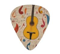 GGNKDL Cartoon Music Symbols Prints Guitar plectrum 12 pieces with three thickness plectrum combinations suitable for bass and ukulele