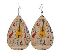 GGNKDL Cartoon Music Symbols Prints Water droplet pendant earrings and leather earrings, suitable as holiday birthday gifts for women