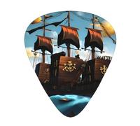 GGNKDL Cartoon pirate ship Prints Guitar plectrum 12 pieces with three thickness plectrum combinations suitable for bass and ukulele
