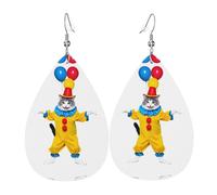 GGNKDL Cat performing magic tricks Prints Water droplet pendant earrings and leather earrings, suitable as holiday birthday gifts for women