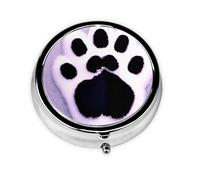 GGNKDL Cat's Claws in The Snow Prints Round Mini Pill Box with 3 compartments for Pill Storage and Portable Travel