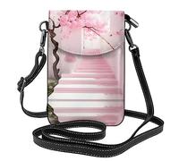 GGNKDL Cherry blossom staircase printing Crossbody bag, mobile phone bag, women's small wallet, a practical gift suitable for going out, exercising, and shopping