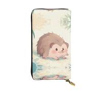 GGNKDL Chubby Hedgehog printing Women's leather long handheld wallet large capacity credit card zipper bag