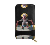 GGNKDL Clown boy playing printing Women's leather long handheld wallet large capacity credit card zipper bag