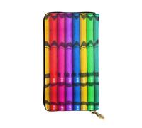 GGNKDL colored crayons printing Women's leather long handheld wallet large capacity credit card zipper bag