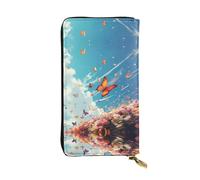 GGNKDL Colorful butterflies flying all over the sky printing Women's leather long handheld wallet large capacity credit card zipper bag