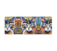 GGNKDL Colorful Cats Prints Gaming Mouse pad XXL Large Mouse Mat Long Extended Mouse Pad Desk Mat Non-Slip Rubber Mice Pads Stitched Edges Thin Pad 31.5 x 11.8 x 0.12 in