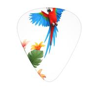 GGNKDL Colorful parrots among flowers Prints Guitar plectrum 12 pieces with three thickness plectrum combinations suitable for bass and ukulele