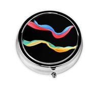 GGNKDL Colorful Scarfs Fluttering in The Wind Prints Round Mini Pill Box with 3 compartments for Pill Storage and Portable Travel
