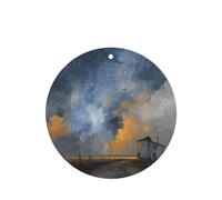 GGNKDL Countryside under the stars prints 6-piece Round Shape car air freshener with hanging type car accessories