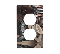 GGNKDL Cowboy Black Hat Western Boots printing Dual socket wall panel household power cover durable for decorative sockets and switches