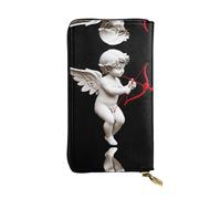 GGNKDL Cupid shooting in love printing Women's leather long handheld wallet large capacity credit card zipper bag