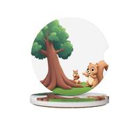 GGNKDL Curious Little Squirrel Printing Car Coasters 2 Absorbent Ceramic Anti Slip Beverage Pads, car Decorations