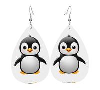 GGNKDL Cute Antarctic penguin Prints Water droplet pendant earrings and leather earrings, suitable as holiday birthday gifts for women