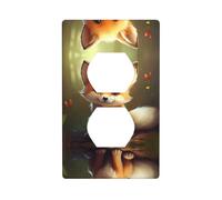 GGNKDL Cute Baby Fox printing Dual socket wall panel household power cover durable for decorative sockets and switches
