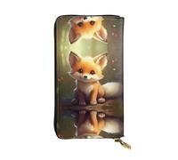 GGNKDL Cute Baby Fox printing Women's leather long handheld wallet large capacity credit card zipper bag