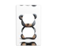 GGNKDL Cute little grizzly bear printing Dual socket wall panel household power cover durable for decorative sockets and switches
