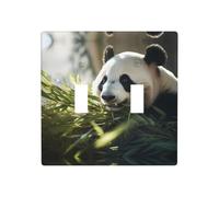 GGNKDL Cute panda eating bamboo printing Switch cover decorative wall panel suitable for residential and commercial areas 4.5x4.5 In