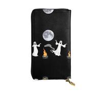 GGNKDL Dancing ghost printing Women's leather long handheld wallet large capacity credit card zipper bag