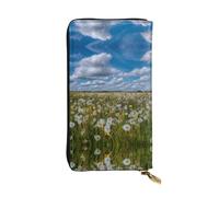 GGNKDL Dandelion on the Prairie printing Women's leather long handheld wallet large capacity credit card zipper bag