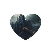 GGNKDL Dark horror castle prints 6-piece Heart Shape car air freshener with hanging type car accessories