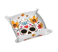Ggnkdl Day of The Dead Prints Leather Storage Tray Small Quality PVC Double-Sided Leather Tray for Convenient Storage and Organization