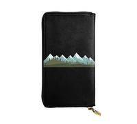GGNKDL Distant snow-capped mountains printing Women's leather long handheld wallet large capacity credit card zipper bag