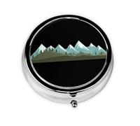 GGNKDL Distant Snow-Capped Mountains Prints Round Mini Pill Box with 3 compartments for Pill Storage and Portable Travel