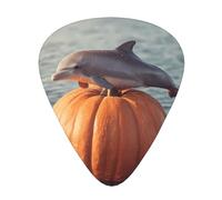 GGNKDL Dolphin on a pumpkin Prints Guitar plectrum 12 pieces with three thickness plectrum combinations suitable for bass and ukulele