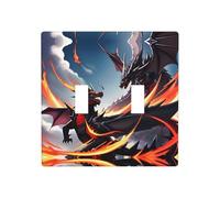 GGNKDL Double Dragon Battle printing Switch cover decorative wall panel suitable for residential and commercial areas 4.5x4.5 In