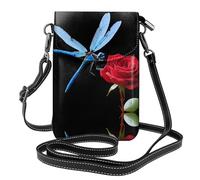 GGNKDL Dragonfly kisses rose printing Crossbody bag, mobile phone bag, women's small wallet, a practical gift suitable for going out, exercising, and shopping