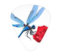 GGNKDL Dragonfly kisses rose Prints Guitar plectrum 12 pieces with three thickness plectrum combinations suitable for bass and ukulele