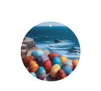 GGNKDL Easter Eggs on the Coast prints 6-piece Round Shape car air freshener with hanging type car accessories