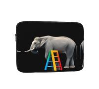 GGNKDL Elephant on Colorful Ladder Pattern Shockproof Portable Laptop Sleeve Bag 12 inch for Men Women Business Travel, Office Daily Use