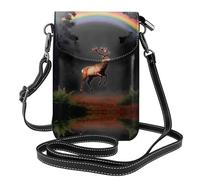 GGNKDL Elk running under the rainbow printing Crossbody bag, mobile phone bag, women's small wallet, a practical gift suitable for going out, exercising, and shopping