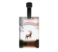 GGNKDL Elk Running Under The Rainbow Prints Luggage Tags and Travel Bag Tags are Suitable for Both Men and Women to Prevent Luggage
